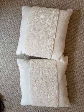 Neutral Cream Decorative Throw Pillow with Textured Center